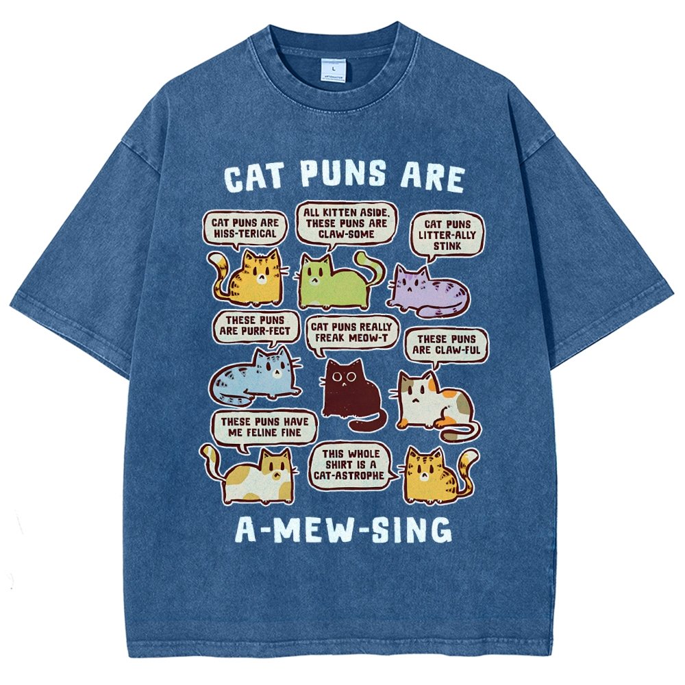Cat Puns Are A-Mew-sing Vintage Distressed T-shirt