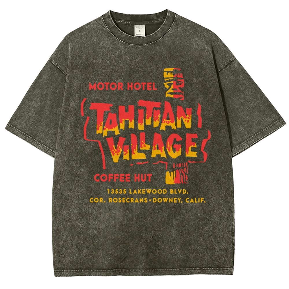 Tahitian Village - Downey, CA - Vintage Tiki Bar Vintage Distressed T-shirt