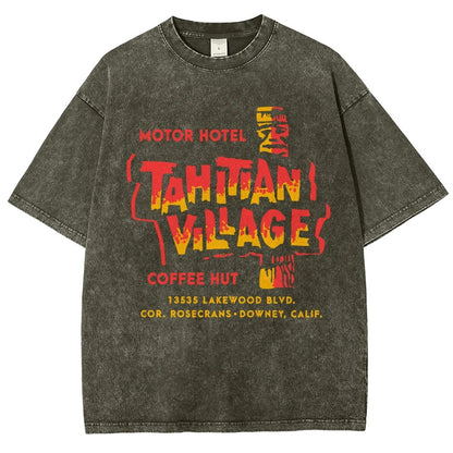 Tahitian Village - Downey, CA - Vintage Tiki Bar Vintage Distressed T-shirt