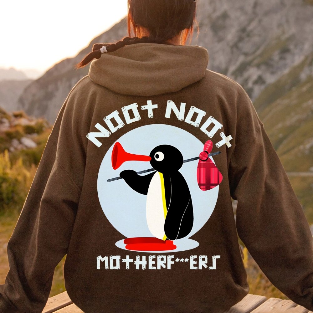 NOOT NOOT MOTHERF***ERS Printed Back Unisex Cotton Hoodie
