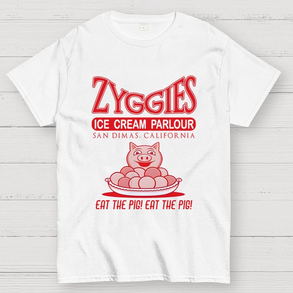 Eat the Pig at Frosty's Ice Cream Parlour Ringer Unisex Geek T-Shirt