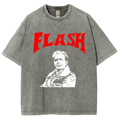 Mister Flashy Flash Spoof Ringer Vintage Distressed T-shirt