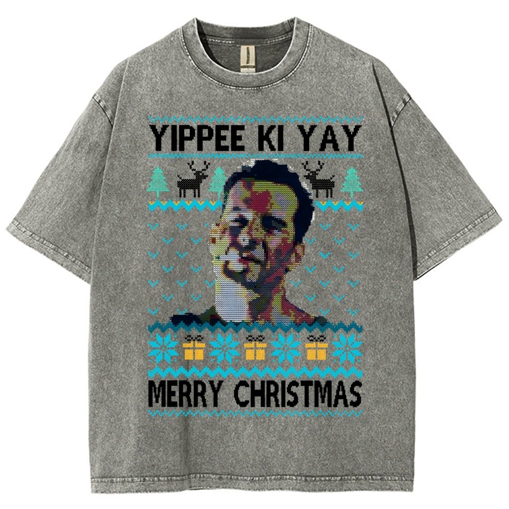 Yippee Ki Yay Christmas Vintage Distressed T-shirt