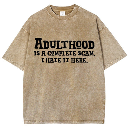 Adulthood Is A Scam Vintage Distressed T-shirt