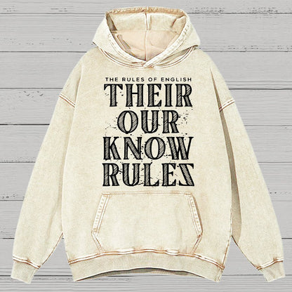 Their Our Know Rules Vintage Distressed Hoodie