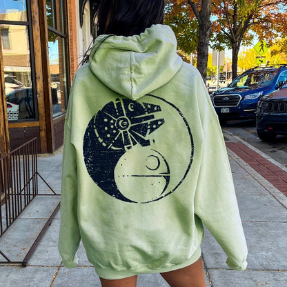 Balancing The Power Geek Printed Back Unisex Cotton Hoodie