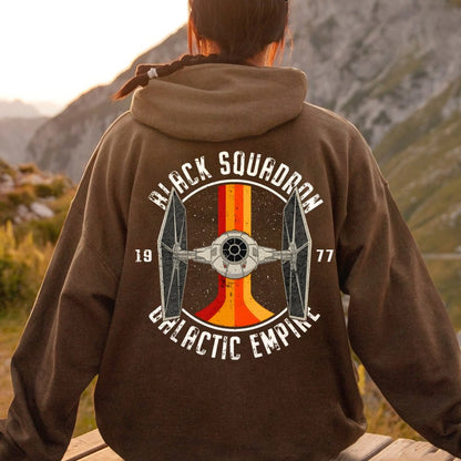 Vintage Squadron Printed Back Unisex Cotton Hoodie
