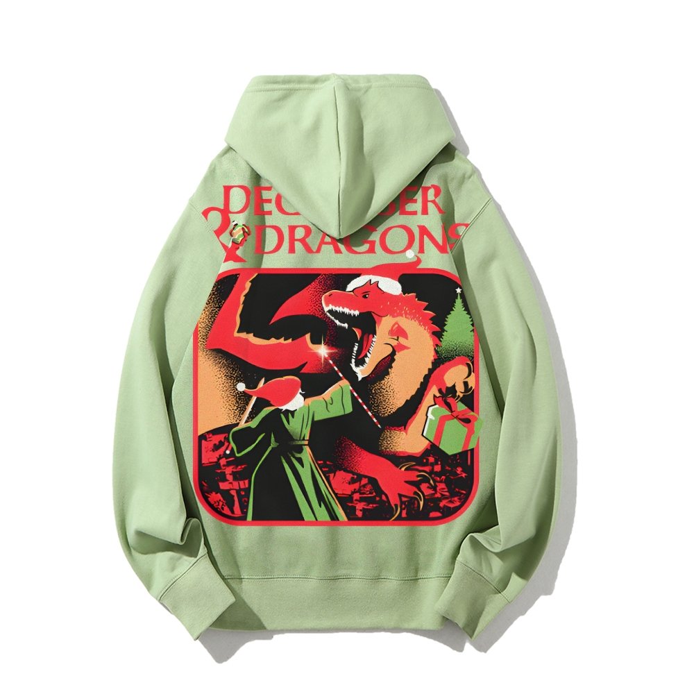 December & Dragons Printed Back Cotton Hoodie