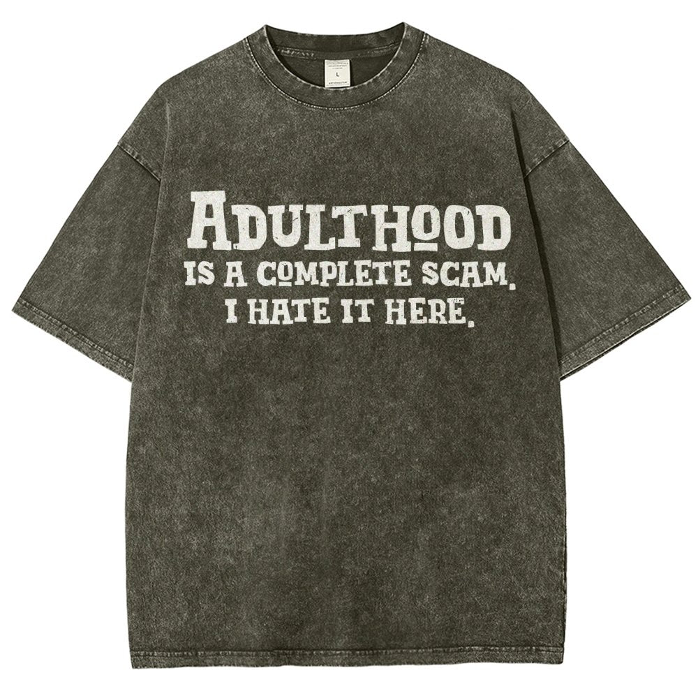 Adulthood Is A Scam Vintage Distressed T-shirt