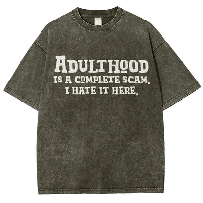 Adulthood Is A Scam Vintage Distressed T-shirt