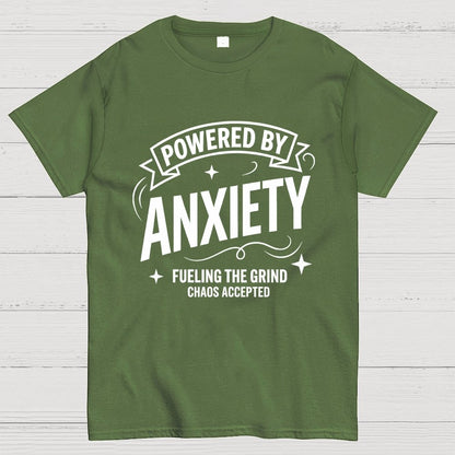 Powered By Anxiety Art Print Geek T-Shirt