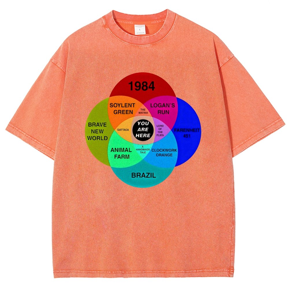 Dystopian Venn Diagram You Are Here Vintage Distressed T-shirt
