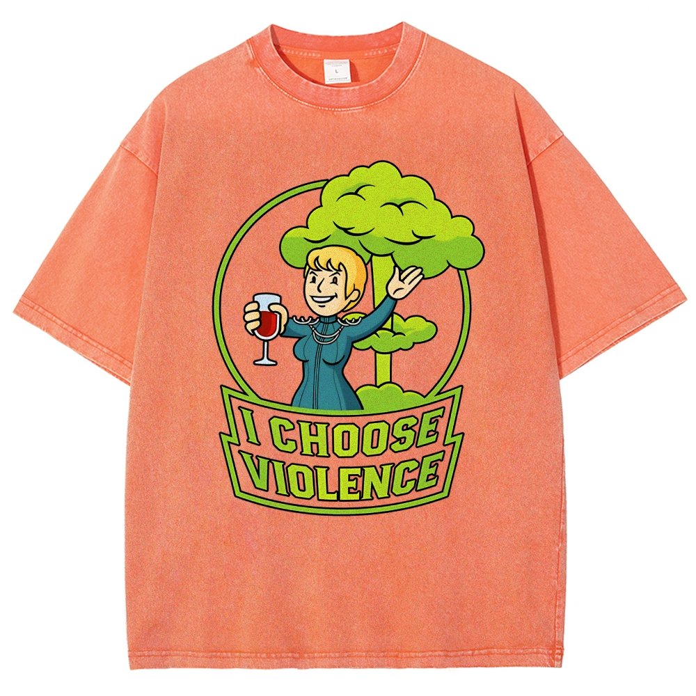 I Choose Violence & Green Atomic Vintage Distressed T-shirt