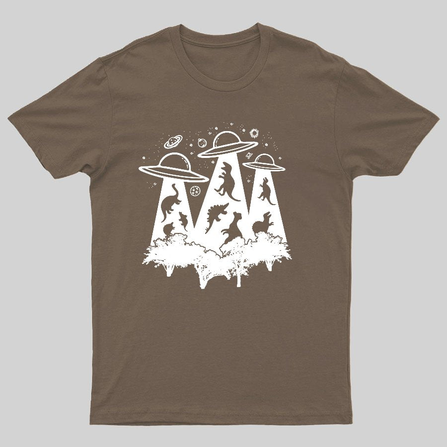 Dinosaur Alien Abduction Unisex Adult Geeky T-Shirt