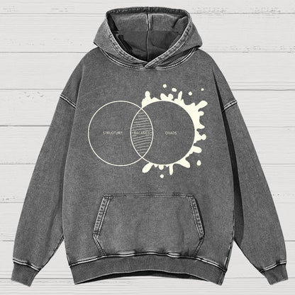 Balance Between Structure and Chaos Geek Vintage Distressed Hoodie