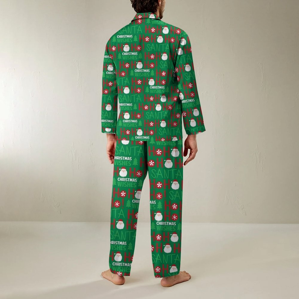 Unisex Christmas Print Geek Long Sleeve Pajama Set