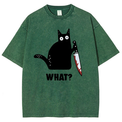 What! Funny Cat Vintage Distressed T-shirt