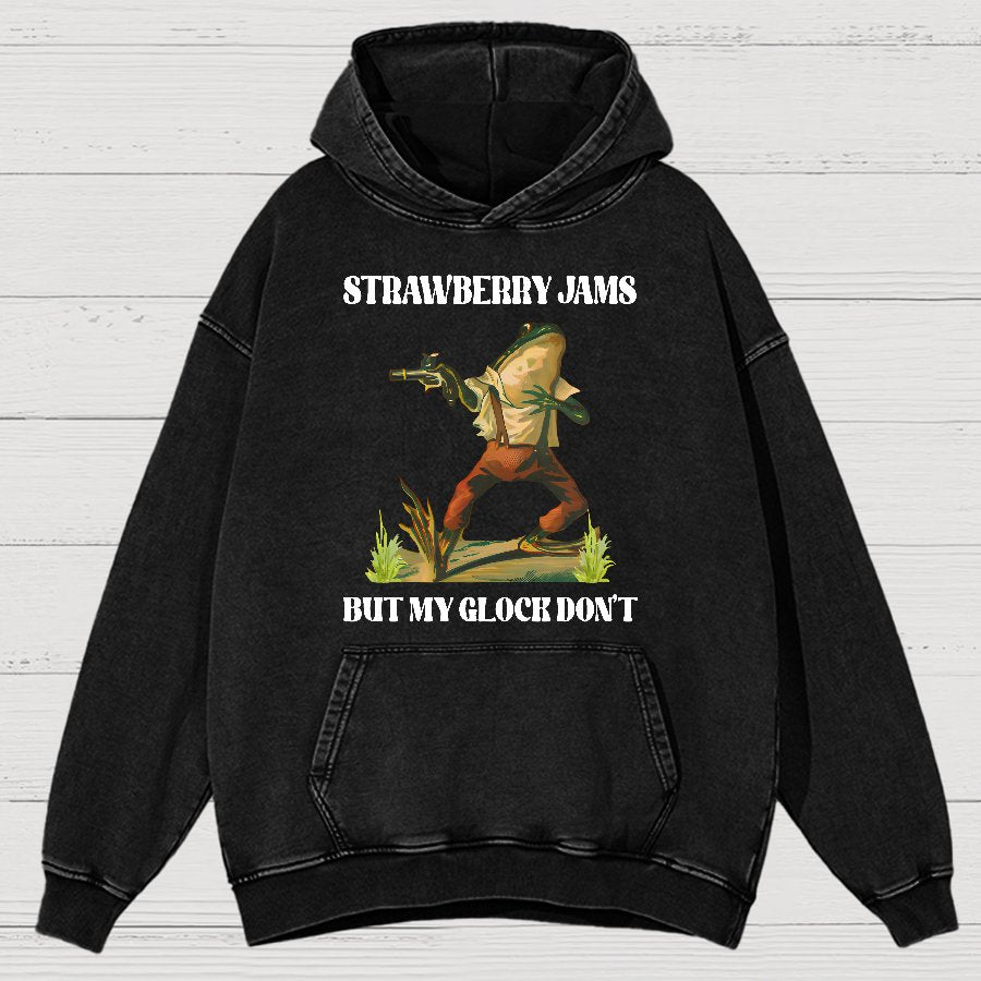 Strawberry Jams But My Glock Don't Vintage Distressed Hoodie