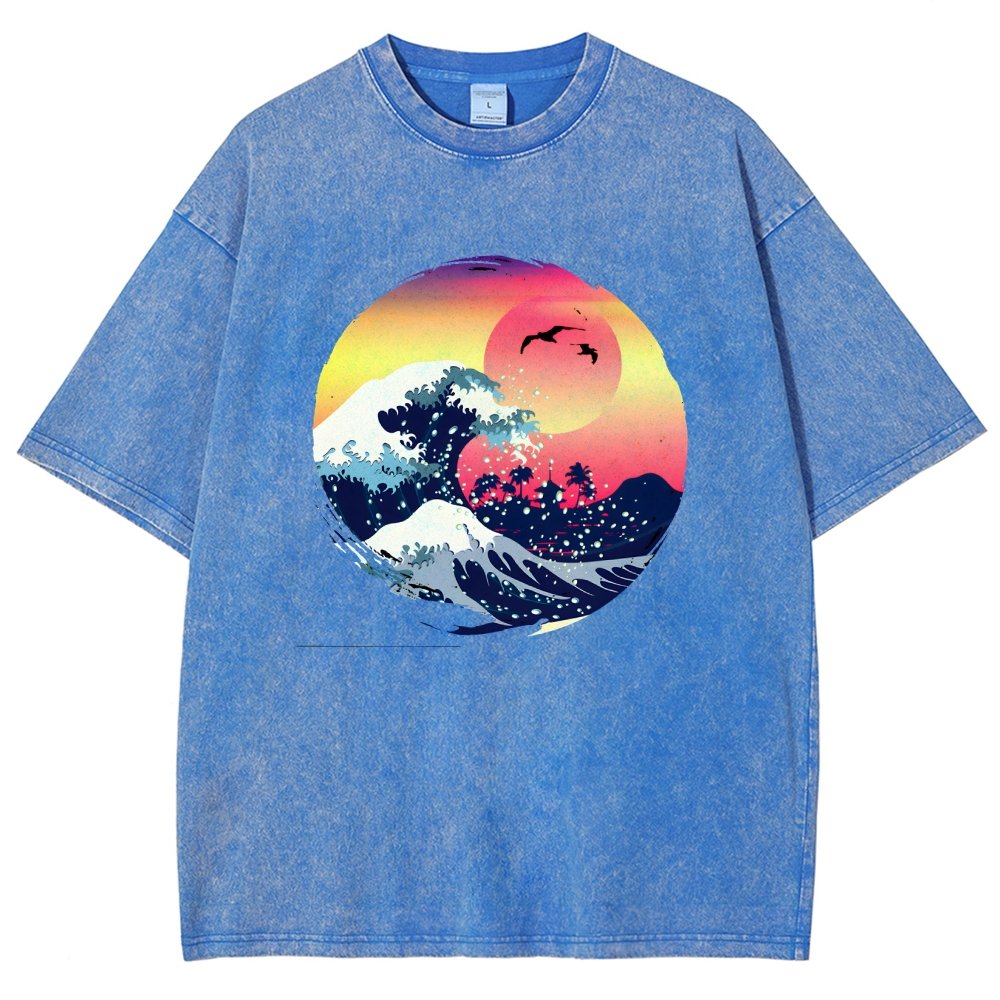 The Great Waves Vintage Distressed T-shirt
