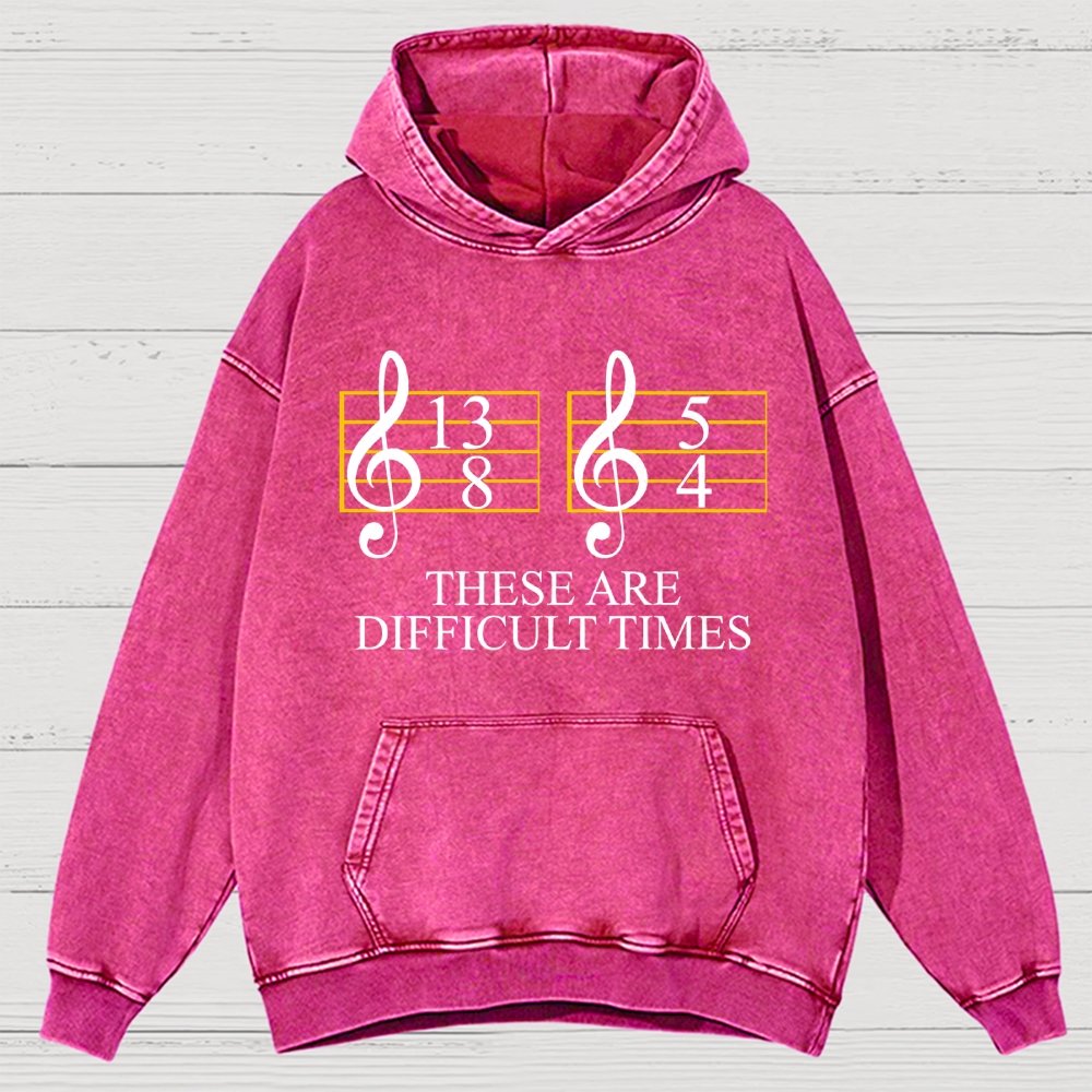 Music Difficult Times Vintage Distressed Hoodie