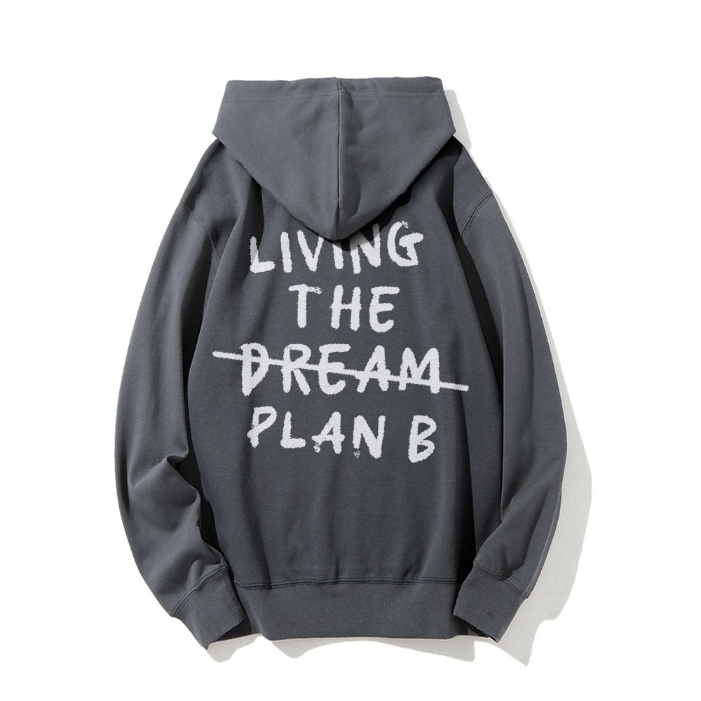 Living Plan B Printed Back Unisex Cotton Hoodie