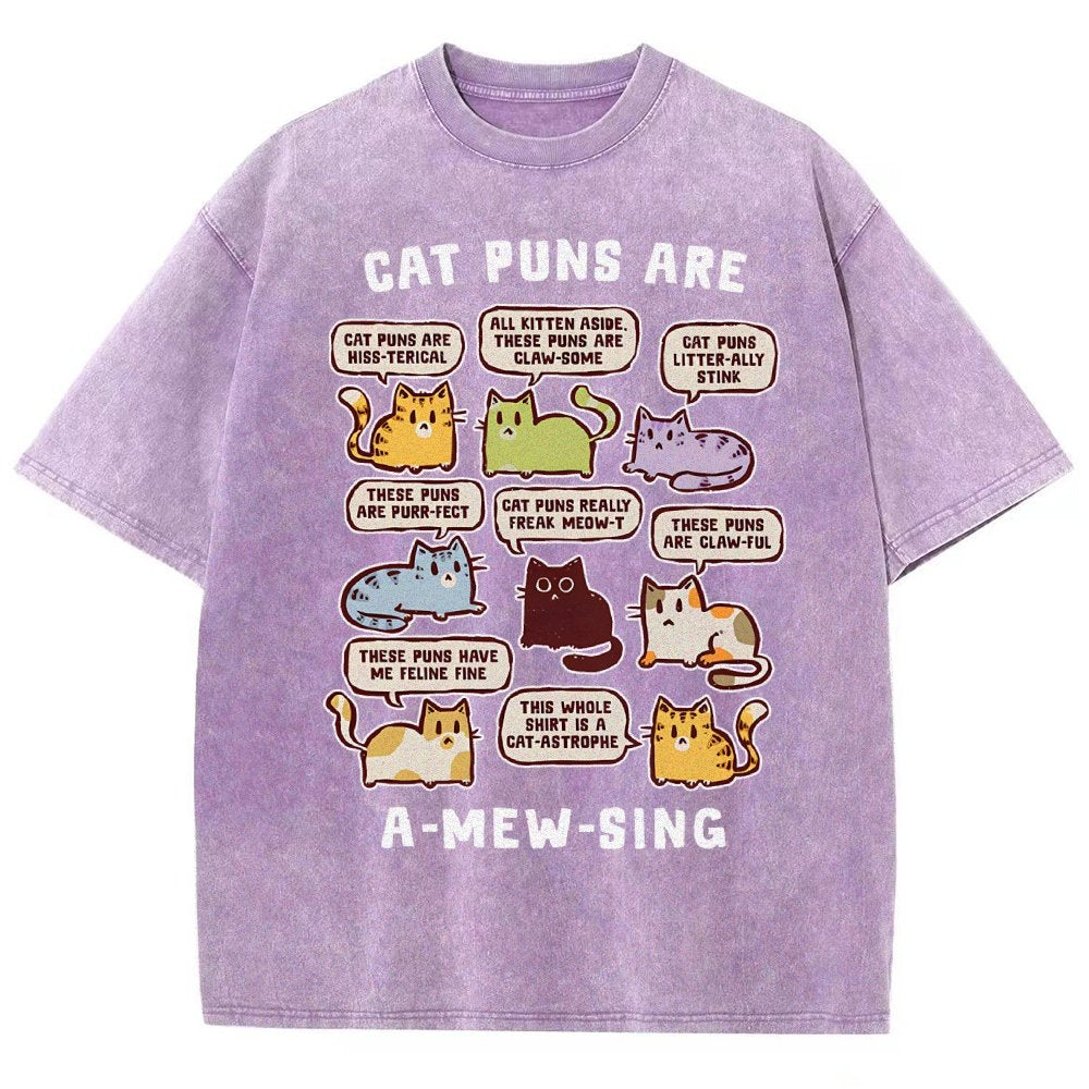 Cat Puns Are A-Mew-sing Vintage Distressed T-shirt
