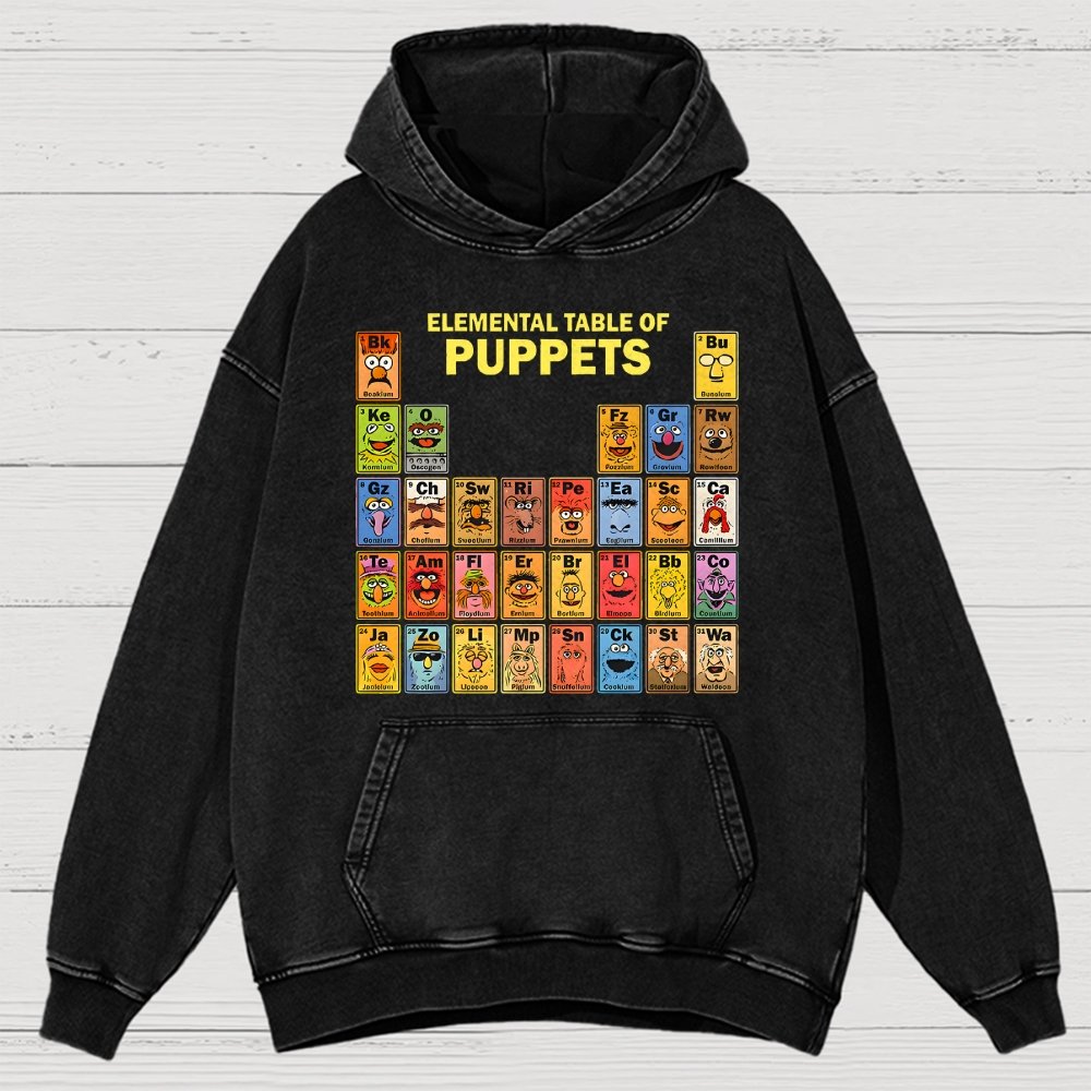 Elemental Table Of Puppets Vintage Distressed Hoodie
