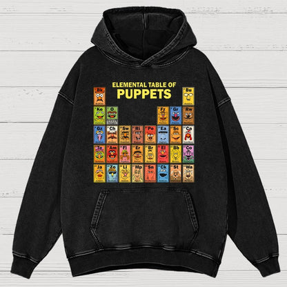 Elemental Table Of Puppets Vintage Distressed Hoodie
