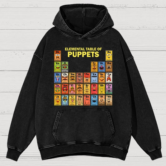 Elemental Table Of Puppets Vintage Distressed Hoodie