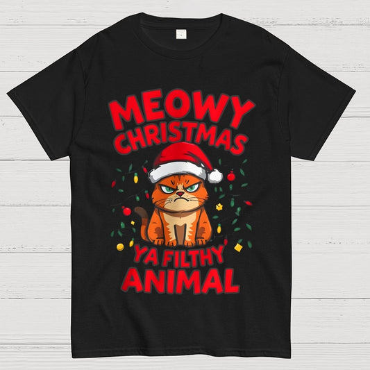 Meowy Christmas Ya Filthy Animal Cat Geek T-Shirt