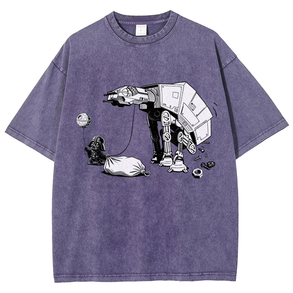 Picking Up Feces With A Huge Poop Bag Empire Robot Dog-Planet Battles Vintage Distressed T-shirt