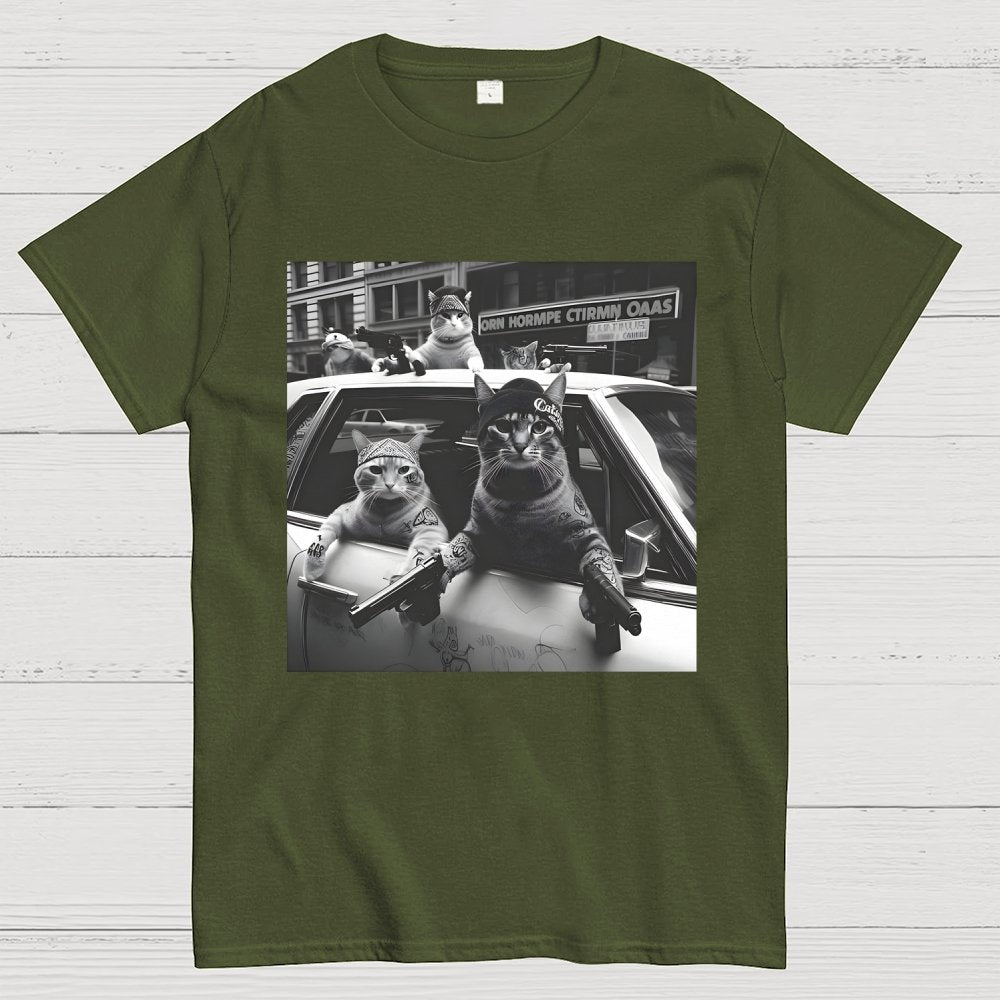 Funny Cat Gang Vintage Unisex Geek T-Shirt