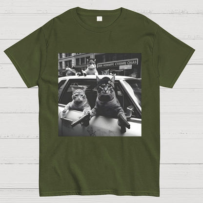 Funny Cat Gang Vintage Unisex Geek T-Shirt