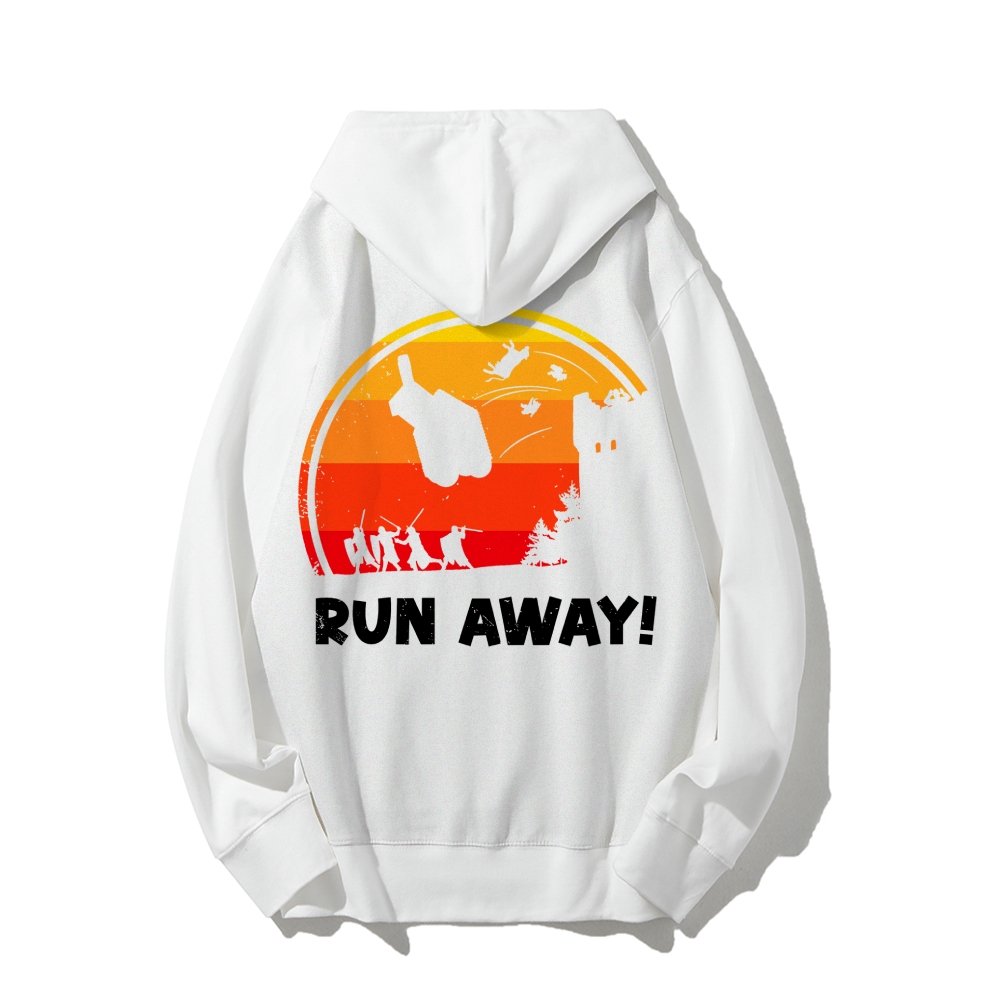 Run Away Printed Back Unisex Cotton Hoodie