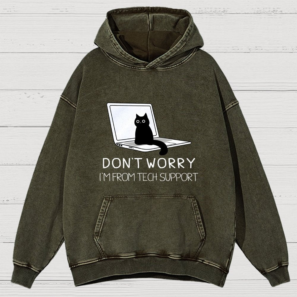 Funny Cat Tech Support  Vintage Distressed Hoodie