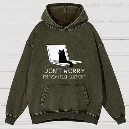 Funny Cat Tech Support  Vintage Distressed Hoodie