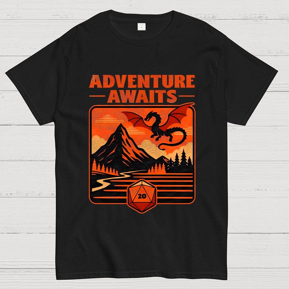 RPG Vintage Adventure Dragon Geek T-Shirt