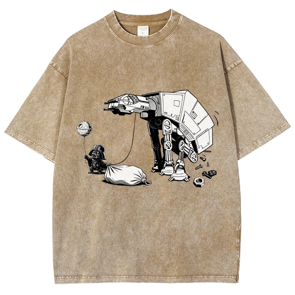 Picking Up Feces With A Huge Poop Bag Empire Robot Dog-Planet Battles Vintage Distressed T-shirt