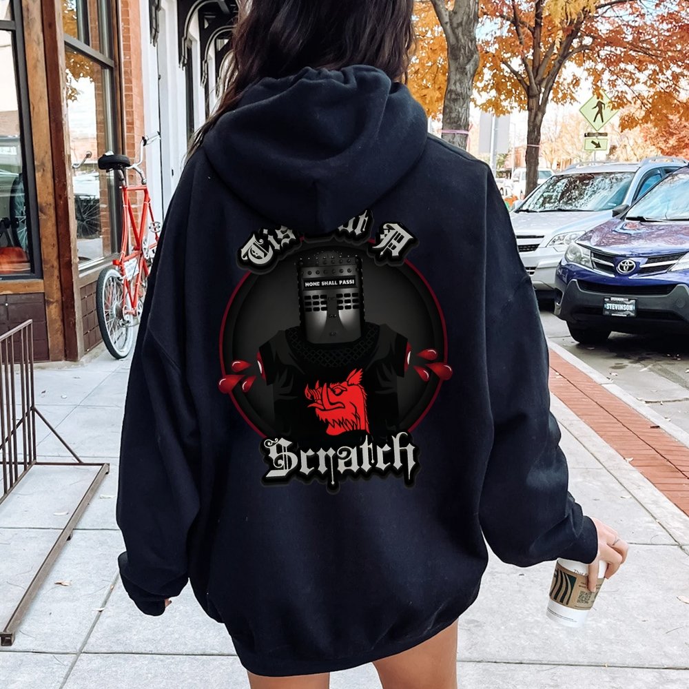 None Shall Pass - Tis But A Scratch Printed Back Unisex Cotton Hoodie