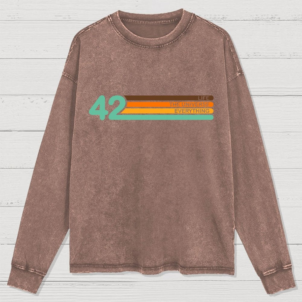 42  Life The Universe And Everything Washed Long Sleeve Tee
