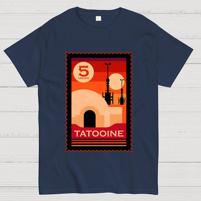 Double Suns Retro Postage Stamp Geek T-Shirt
