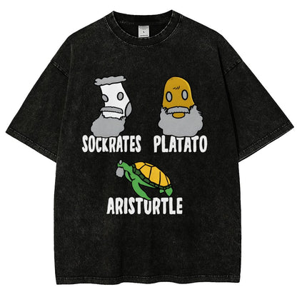 Sockrates Platato Aristurtle Vintage Distressed T-shirt