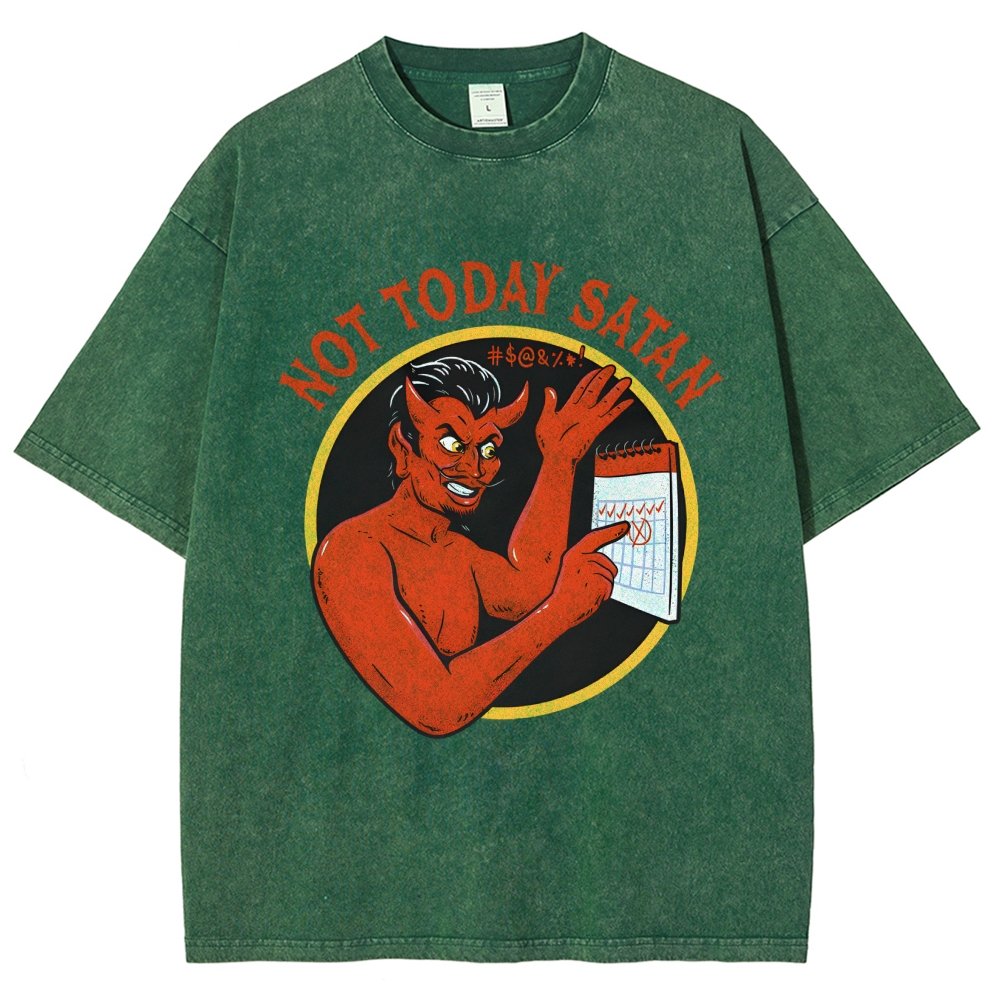 Not Today Satan Vintage Distressed T-shirt