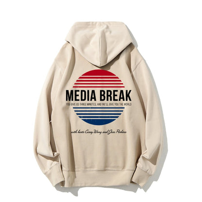 Media Break Printed Back Unisex Cotton Hoodie