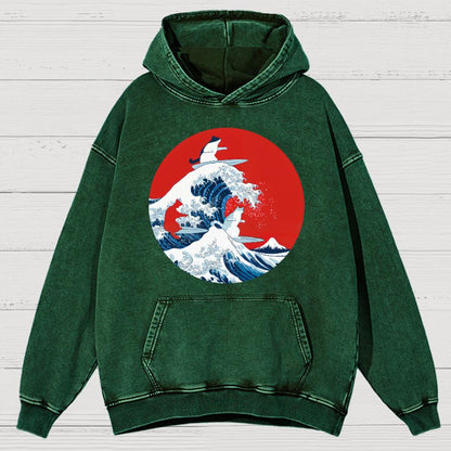 Surfing Cat Funny Vintage Distressed Hoodie