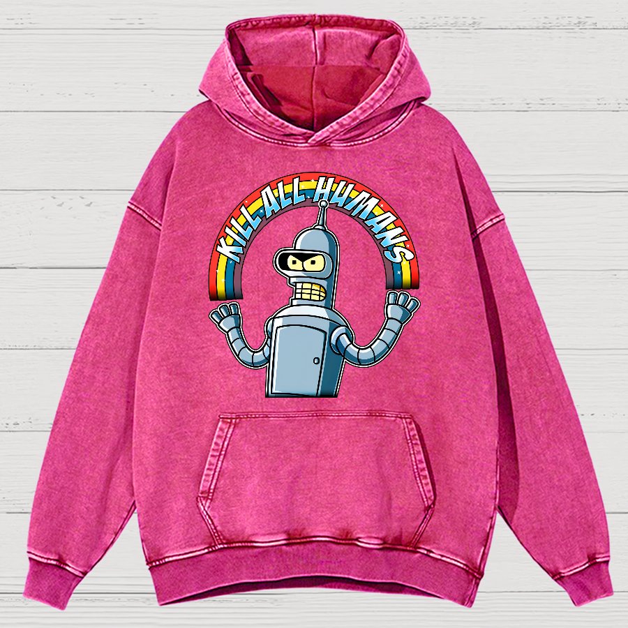 Shiny Metal Robot Vintage Distressed Hoodie