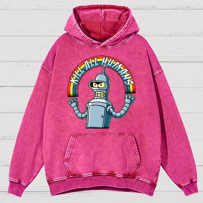 Shiny Metal Robot Vintage Distressed Hoodie