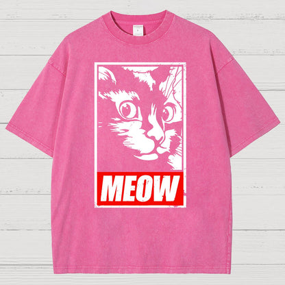 Meow！！Vintage Distressed T-shirt