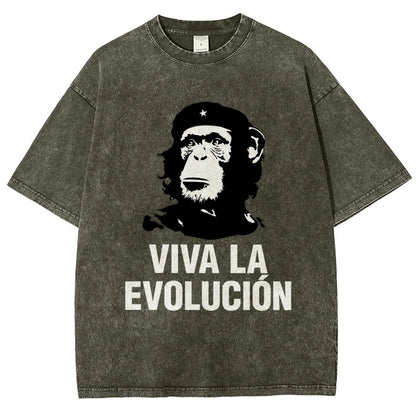 Marxist Evolution Funny Chimpanzee Monkey Rebellious Figure Parody Slogan Vintage Distressed T-shirt