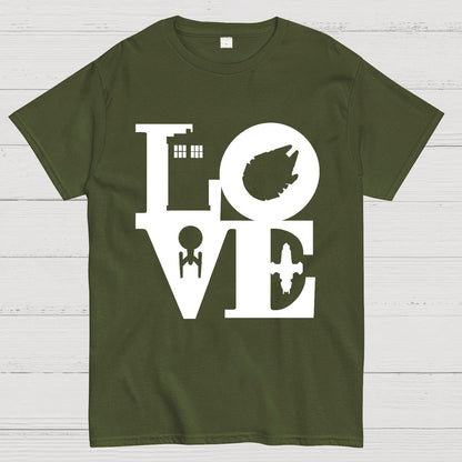 I Love SciFi Black Geek T-Shirt